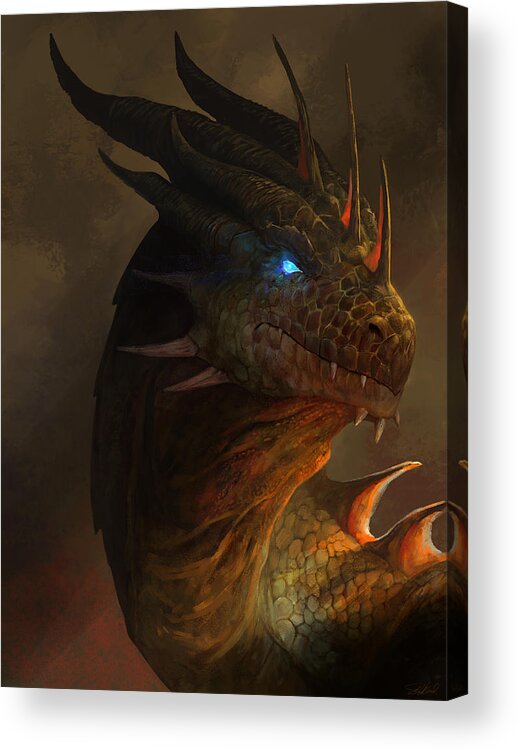 Dragon Art Acrylic Print featuring the mixed media Dragon Portrait by Steve Goad