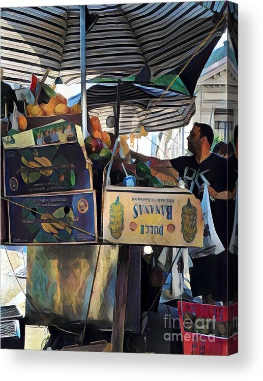  Acrylic Print featuring the photograph Dulce Bananas - Market Day In New York - variation by Miriam Danar