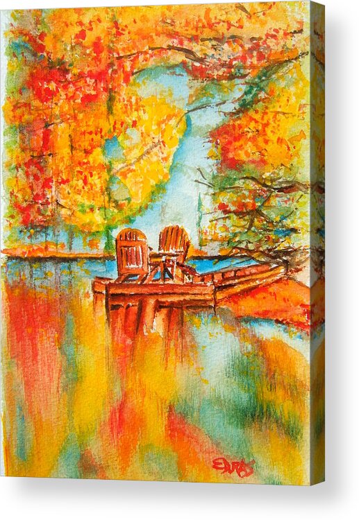 Autumn Acrylic Print featuring the painting Early Autumn Reflections by Elaine Duras