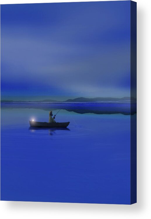 Fisherman Acrylic Print featuring the digital art Fisherman - Early Riser by Gravityx9 Designs