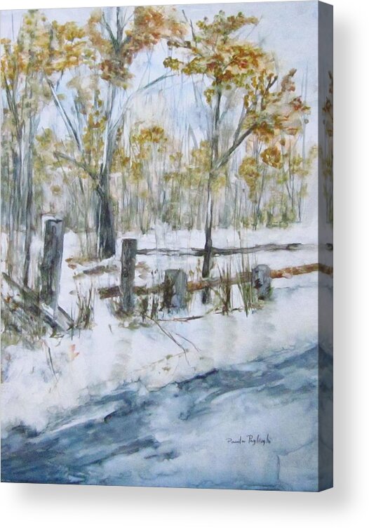 Early Spring Acrylic Print featuring the painting Early Spring Snow by Paula Pagliughi