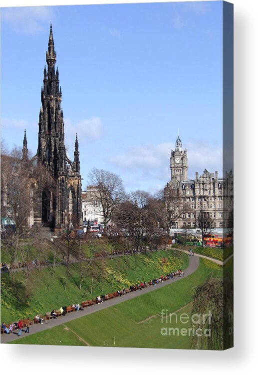 Edinburgh Acrylic Print featuring the photograph Edinburgh - Scott Monument and the Balmoral Hotel by Phil Banks