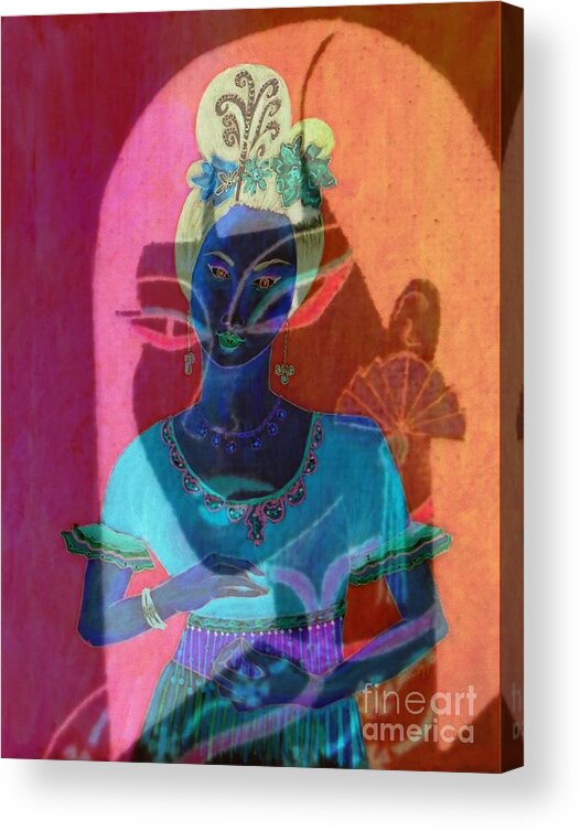 Abstract Portrait Acrylic Print featuring the painting Egyptian Queen by Jayne Somogy