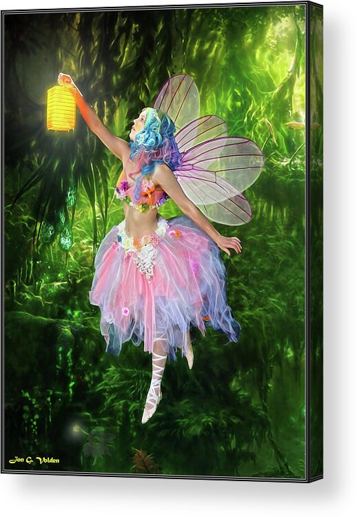 Fairy Acrylic Print featuring the photograph Fairy With Light by Jon Volden