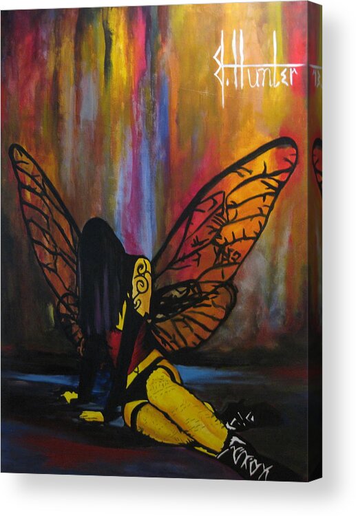 Fairy Acrylic Print featuring the painting Fallen by Jeff Hunter