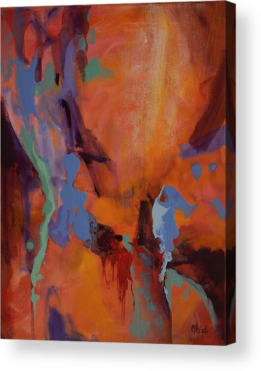 Abstract Acrylic Print featuring the painting Feeling the Heat by Chris Hobel