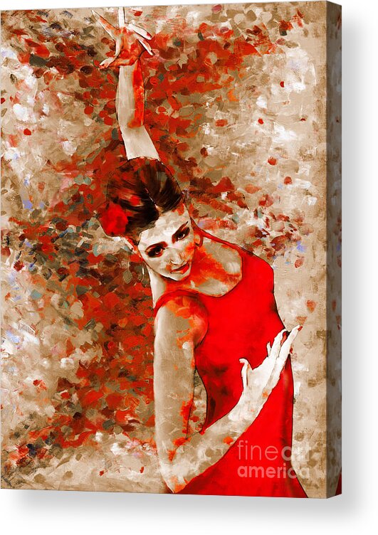 Flamenco Acrylic Print featuring the painting Female dream dancer by Gull G