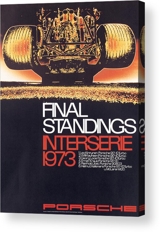 Final Standings Acrylic Print featuring the digital art Final Standings 1973 Porsche by Georgia Clare