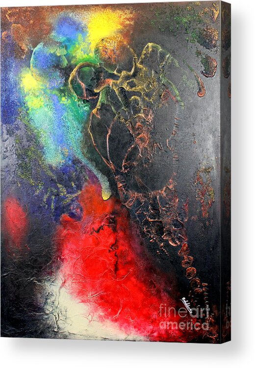 Valentine Acrylic Print featuring the painting Fire of Passion by Farzali Babekhan