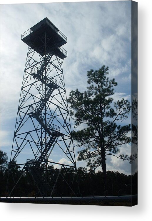 Ocala National Forest Acrylic Print featuring the photograph Fire Tower in the Forest by Warren Thompson