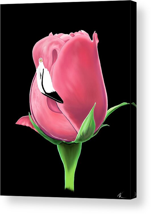 Rose Acrylic Print featuring the digital art Flamingo Rose by Norman Klein