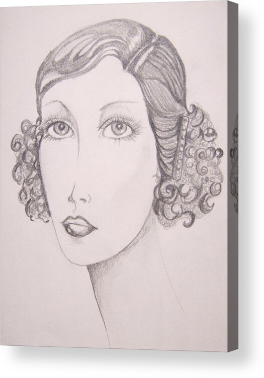 Flapper Girl Acrylic Print featuring the drawing Flapper Girl by Leslie Manley