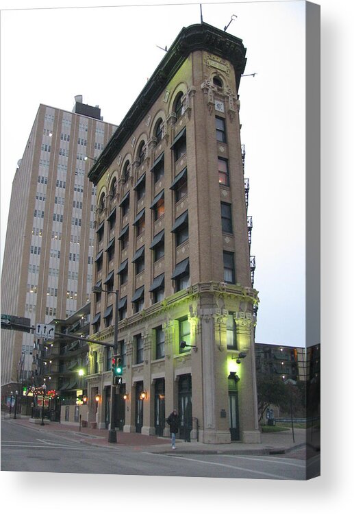 Fort Worth Acrylic Print featuring the photograph Flat Iron Building Fort Worth Texas by Shawn Hughes