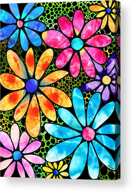 Flower Acrylic Print featuring the painting Floral Art - Big Flower Love - Sharon Cummings by Sharon Cummings