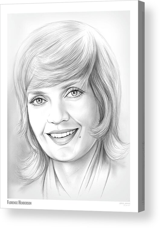 Florence Henderson Acrylic Print featuring the drawing Florence Henderson by Greg Joens