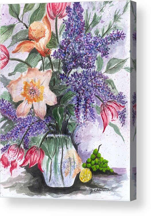 Vase Acrylic Print featuring the painting Flower study nineteen by Darren Cannell