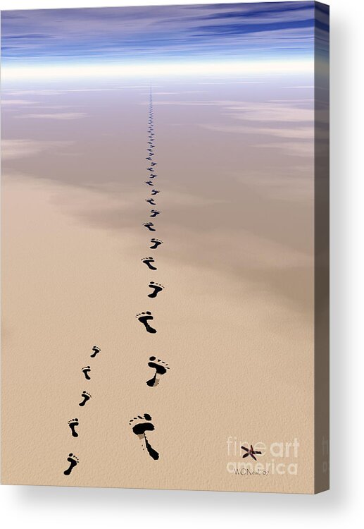Footprints Acrylic Print featuring the digital art Footprints In The Sand by Walter Neal