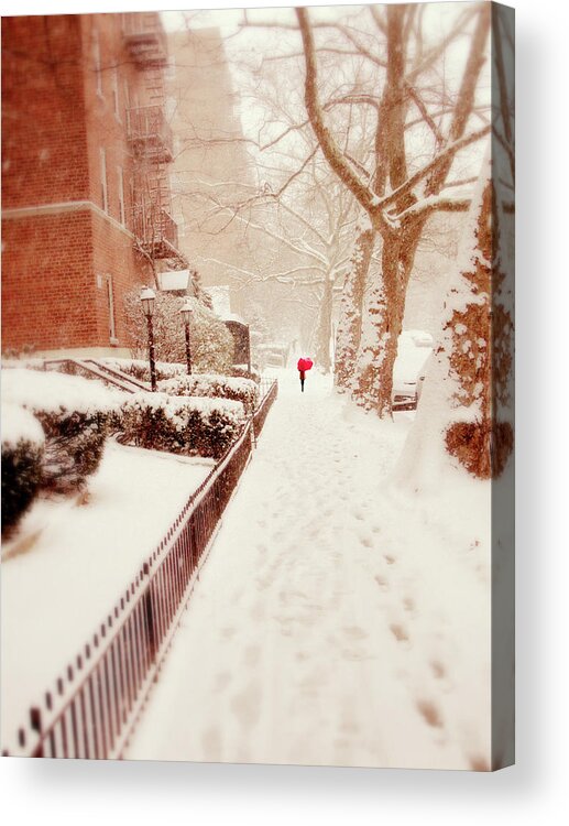 Winter Acrylic Print featuring the photograph The Red Umbrella by Jessica Jenney
