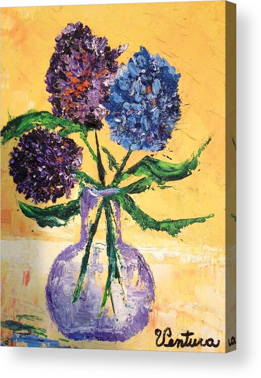 Hydrangeas Acrylic Print featuring the painting For Charlene by Clare Ventura