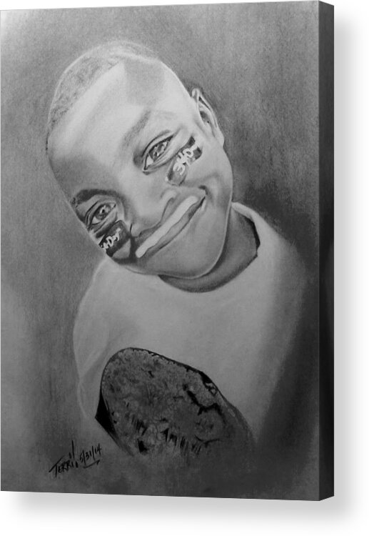Child Acrylic Print featuring the drawing for Latoya 2 by Terri Meredith
