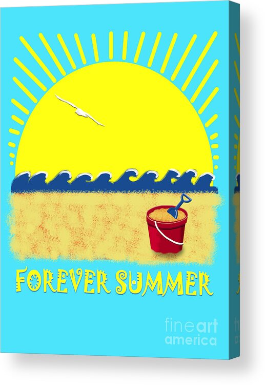 Beach Acrylic Print featuring the digital art Forever Summer 8 by Linda Lees