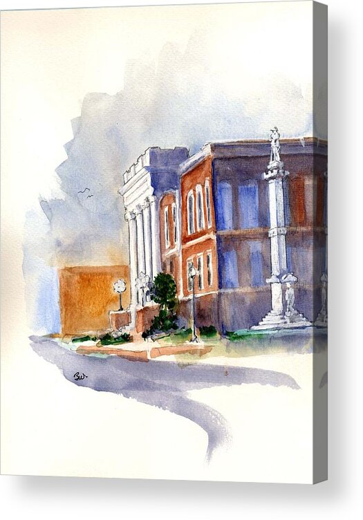 Old Building Acrylic Print featuring the painting Forrest County Courthouse by Bobby Walters