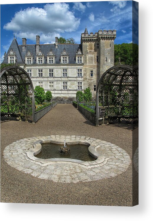 Fountain Acrylic Print featuring the photograph Fountain At Chateau de Villandry by Dave Mills