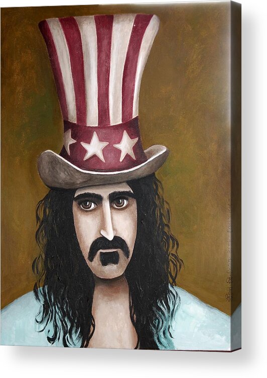 Frank Zappa Acrylic Print featuring the painting Franks Hat by Leah Saulnier The Painting Maniac