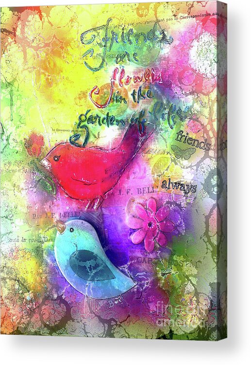 Birds Acrylic Print featuring the digital art Friends Always by Claire Bull