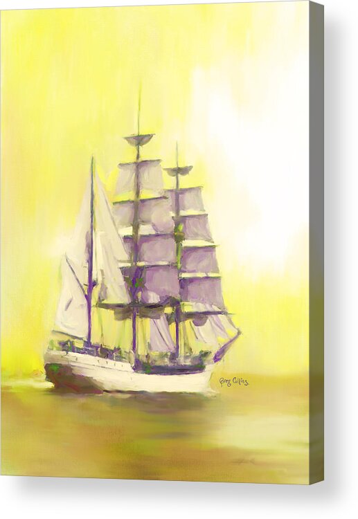Sailing Acrylic Print featuring the painting Full Sail by Greg Collins