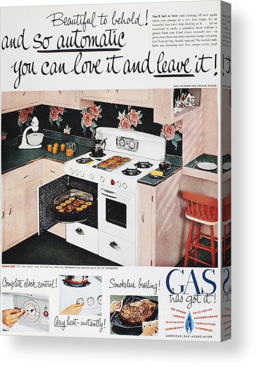 1950 Acrylic Print featuring the photograph Gas Stove Ad, 1950 by Granger