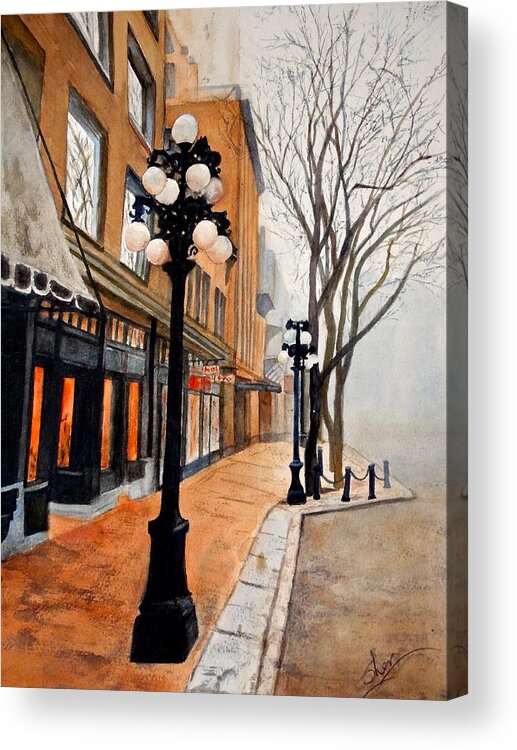 Street Scene Acrylic Print featuring the painting Gastown, Vancouver by Sher Nasser