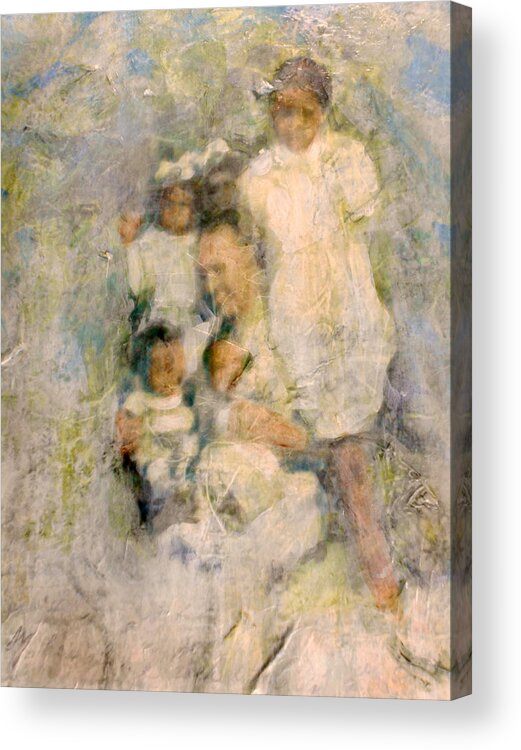 Family Acrylic Print featuring the mixed media Gather Round by Cora Marshall