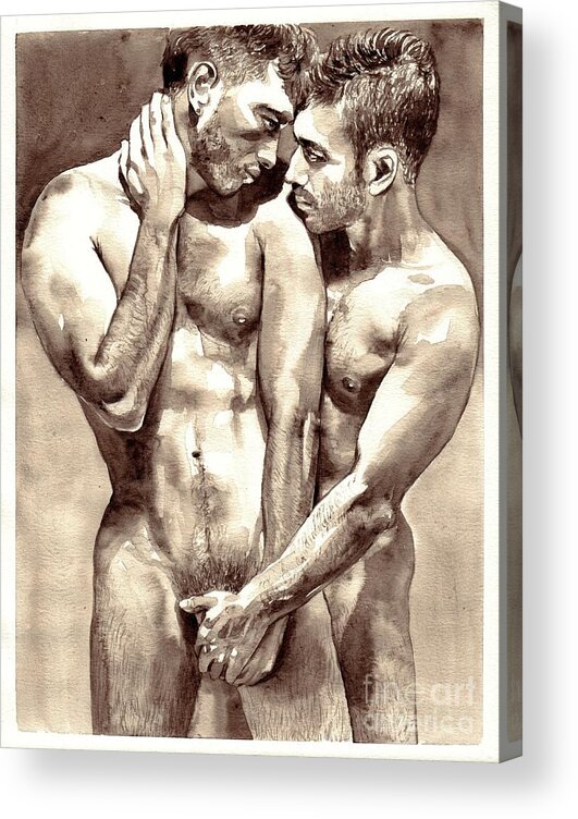 Love Acrylic Print featuring the painting Gay Love watercolor by Suzann Sines