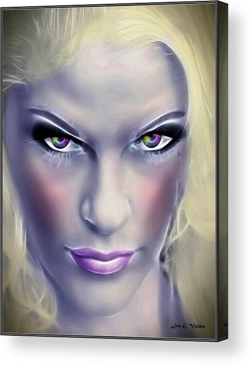 Fantasy Acrylic Print featuring the painting Gaze of the Fairy Queen by Jon Volden