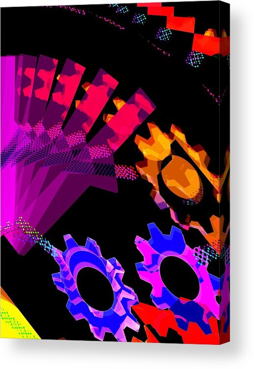 Vibrant Colors Acrylic Print featuring the digital art Gears 4 by Cooky Goldblatt