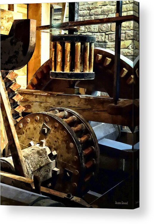 Grist Mill Acrylic Print featuring the photograph Gears in a Grist Mill by Susan Savad