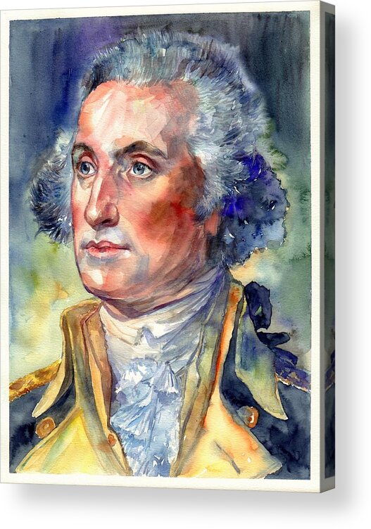 George Acrylic Print featuring the painting George Washington portrait by Suzann Sines