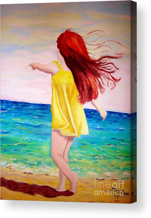 Girl On The Beach Acrylic Print featuring the painting Giai Mother Earth by Lisa Rose Musselwhite