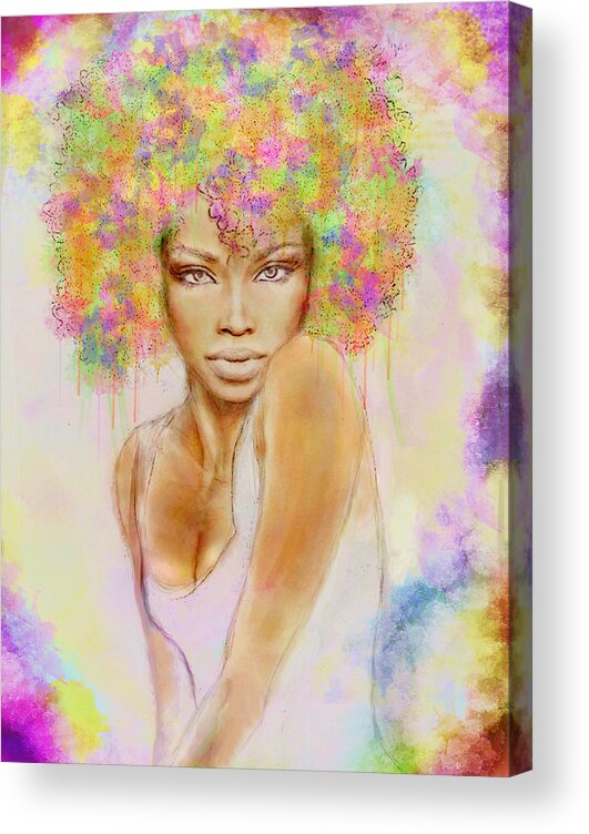 Girl Acrylic Print featuring the painting Girl with new hair style by Lilia D