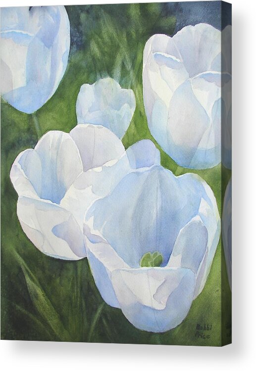 Spring Acrylic Print featuring the painting Glowing tulips by Bobbi Price