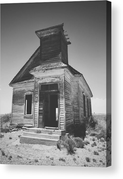 Black And White Acrylic Print featuring the photograph God Has Left The Building by Brad Hodges