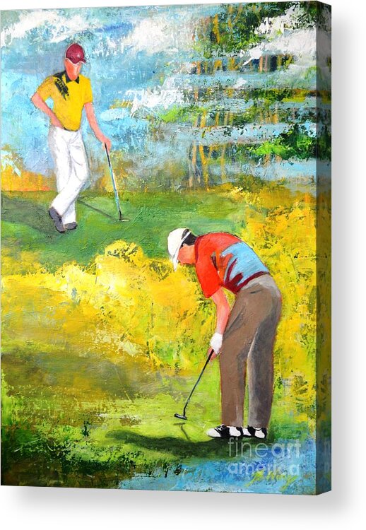 Golf Acrylic Print featuring the painting Golf buddies #2 by Betty M M Wong