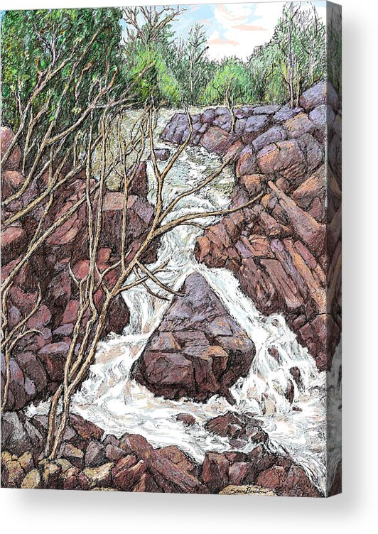 Falls Acrylic Print featuring the digital art Great Falls Maryland by Steve Breslow