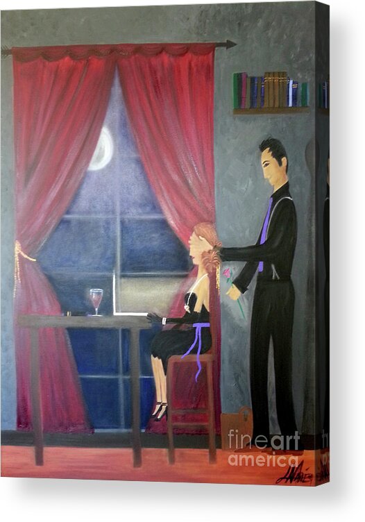 Couples Acrylic Print featuring the painting Guess Who? by Artist Linda Marie