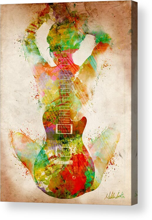 Guitar Acrylic Print featuring the digital art Guitar Siren by Nikki Smith