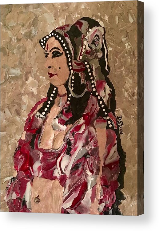 Portrait Acrylic Print featuring the mixed media Gypsy Dancer by Deborah Stanley