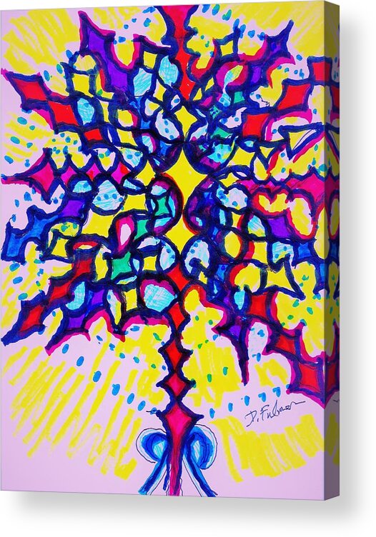Abstract Acrylic Print featuring the drawing Hallelujah by Denise F Fulmer