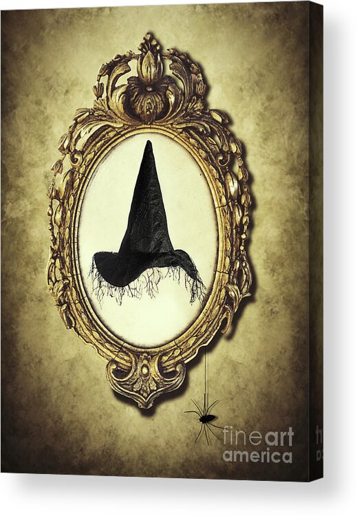 Halloween Acrylic Print featuring the photograph Halloween Frame With Witches Hat by Amanda Elwell