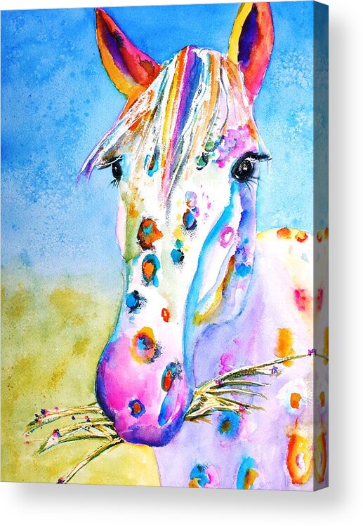 Horse Acrylic Print featuring the painting Happy Appy by Carlin Blahnik CarlinArtWatercolor